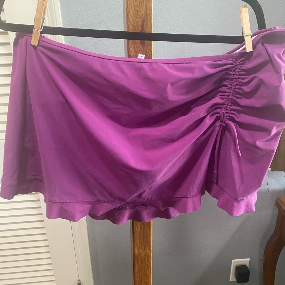 Purple Ruched Tankini Top and skirt bottom - Picture 6 of 9